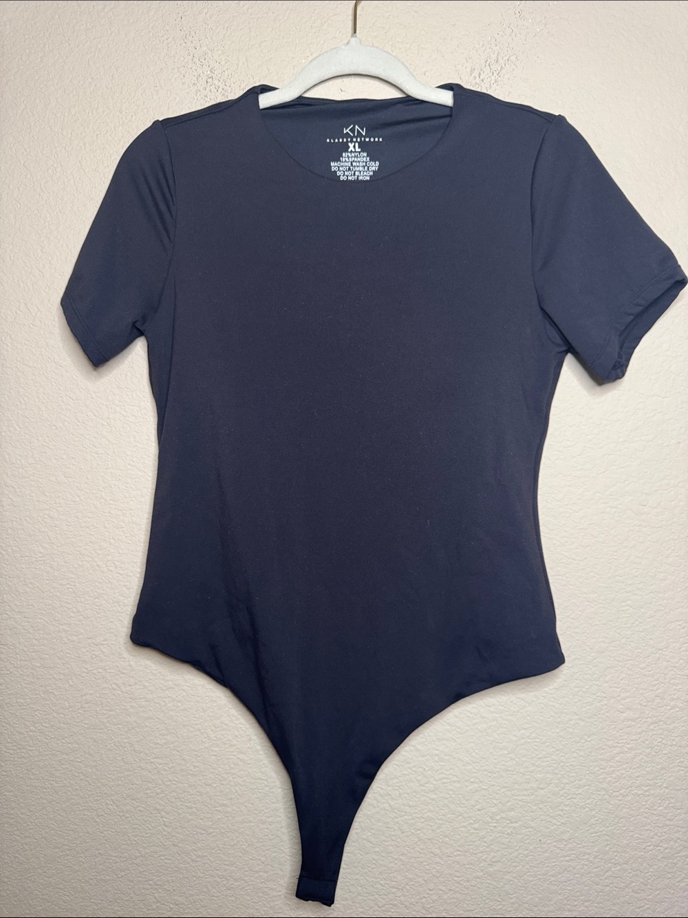 Klassy Network Women's Black Short Sleeve Bodysuit - Crew Neck Size Extra Large